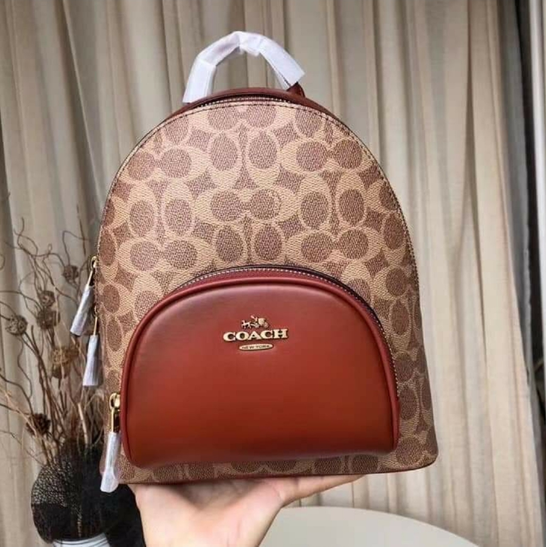 Coach 1029 Carrie Backpack 23 in Tan Signature Coated Canvas and Rust  Refined Calf Leather - Women's Backpack | Lazada PH