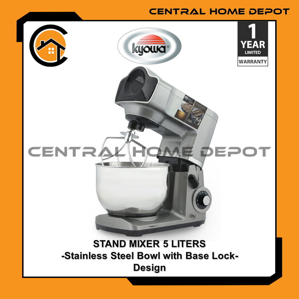 Kyowa Heavy Duty Stand Mixer 5 Liters with Stainless Steel Bowl / KW