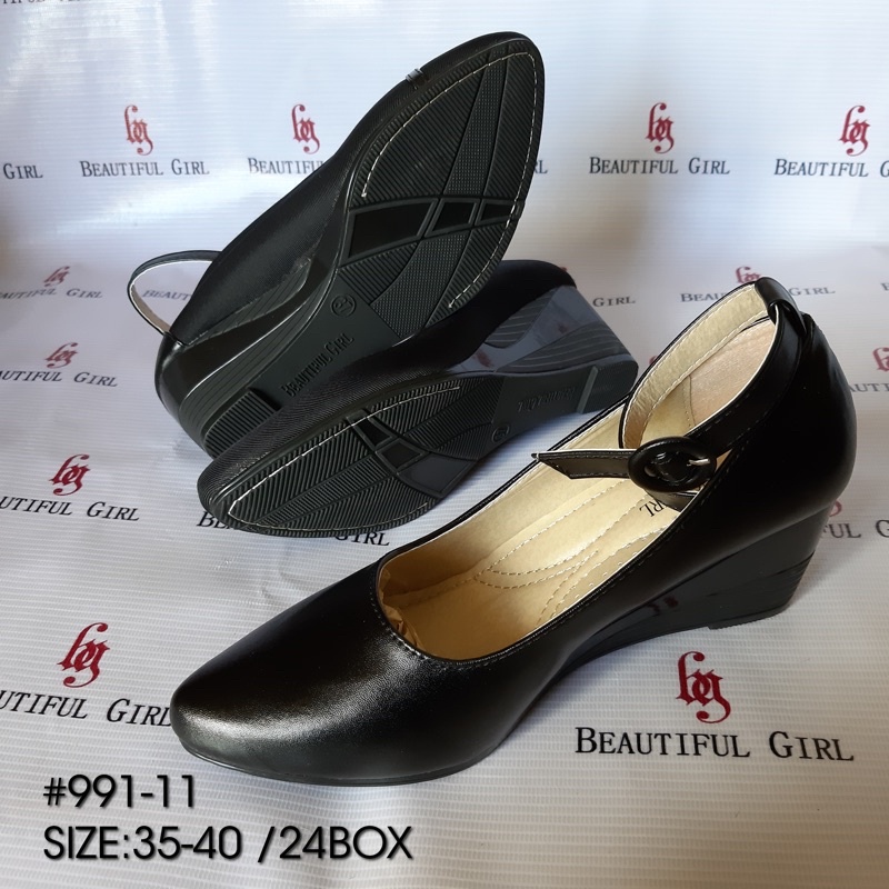 Beautiful Girl Wedge 2.2" Tstrap Soft and Comfortable Black Classic