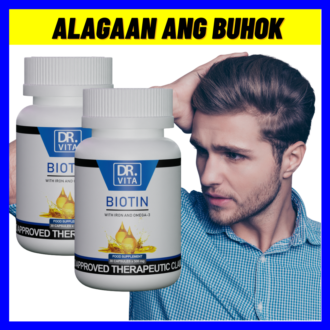 Promo sale Dr. Vita Biotin supplement for hair loss Authentic 100% Vitamin  B6, Vitamin B12 With Iron And Omega-3 Twin pack (for Men), Zinc Gluconate,  elc online shop Selenium Yeast, Folic Acid,