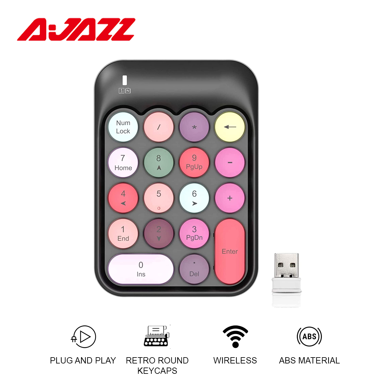Ajazz AK18 Numeric Pad 2.4G Wireless Numpad Keyboard 18Key Retro