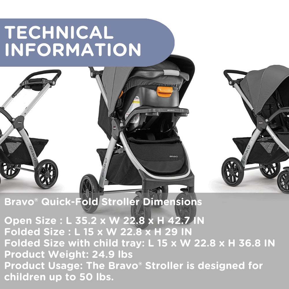 Chicco bravo shop stroller dimensions