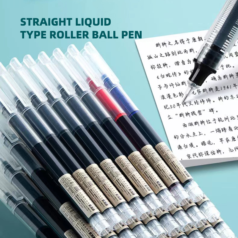 Straight Liquid Ballpoint Fine Point Roller Pen (0.5mm) Bullet Tip