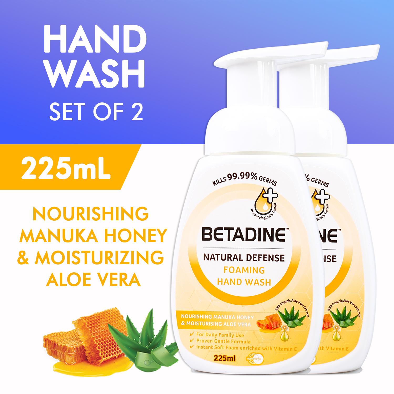 BETADINE® Natural Defense Foaming Hand Wash Manuka Honey 225mL Set of 2