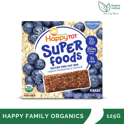 Happy Family Organic Happy Tot Superfoods Gluten Free Oat Bar Organic Blueberries & Oatmeal 125g (5bars)