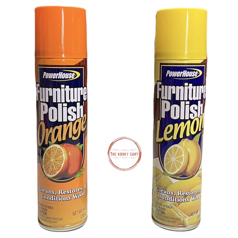 PowerHouse Furniture Polish Cleaner Restores Conditions Wood Orange
