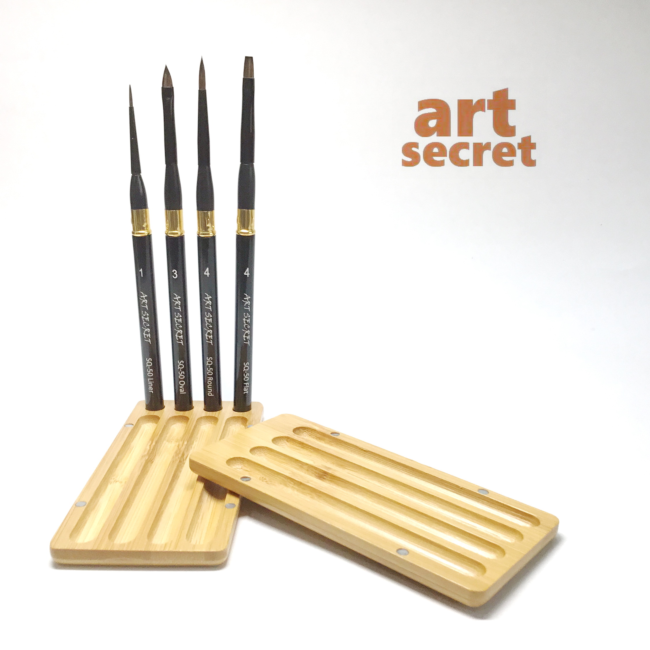 ART SECRET SQ50 Travel Brush set 4 pcs. Squirrel Hair brushes in a magnetic  Bamboo hard case- for Watercolor