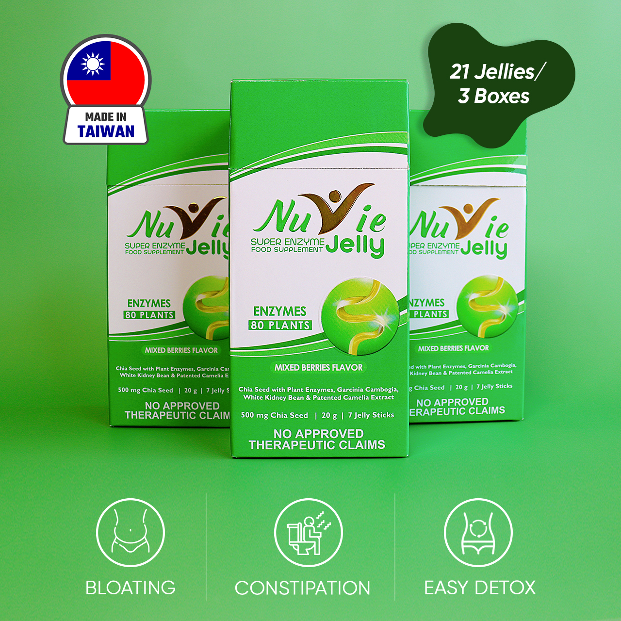 NuVie Super Enzyme Jelly 21x [Constipation, Bloating, Detox, Slimming
