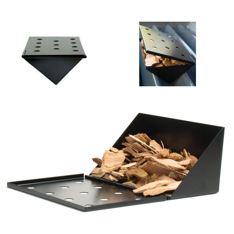 BBQ Smoker Box Wood Chips for Outdoor Charcoal Gas Barbecue Grill Meat