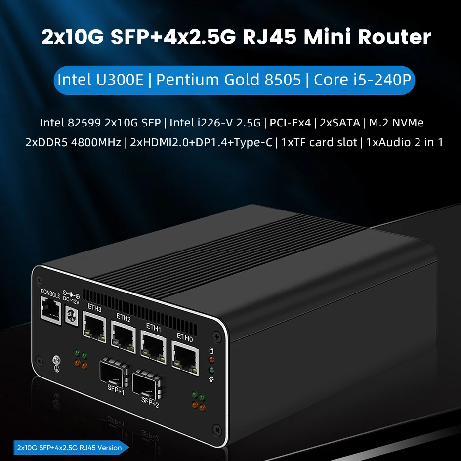 Kingnovy X8 13th Gen Firewall Mini PC 2x10G SFP 4x Intel I226 V U300E 8505 I5 1240P 2xDDR5 NVMe