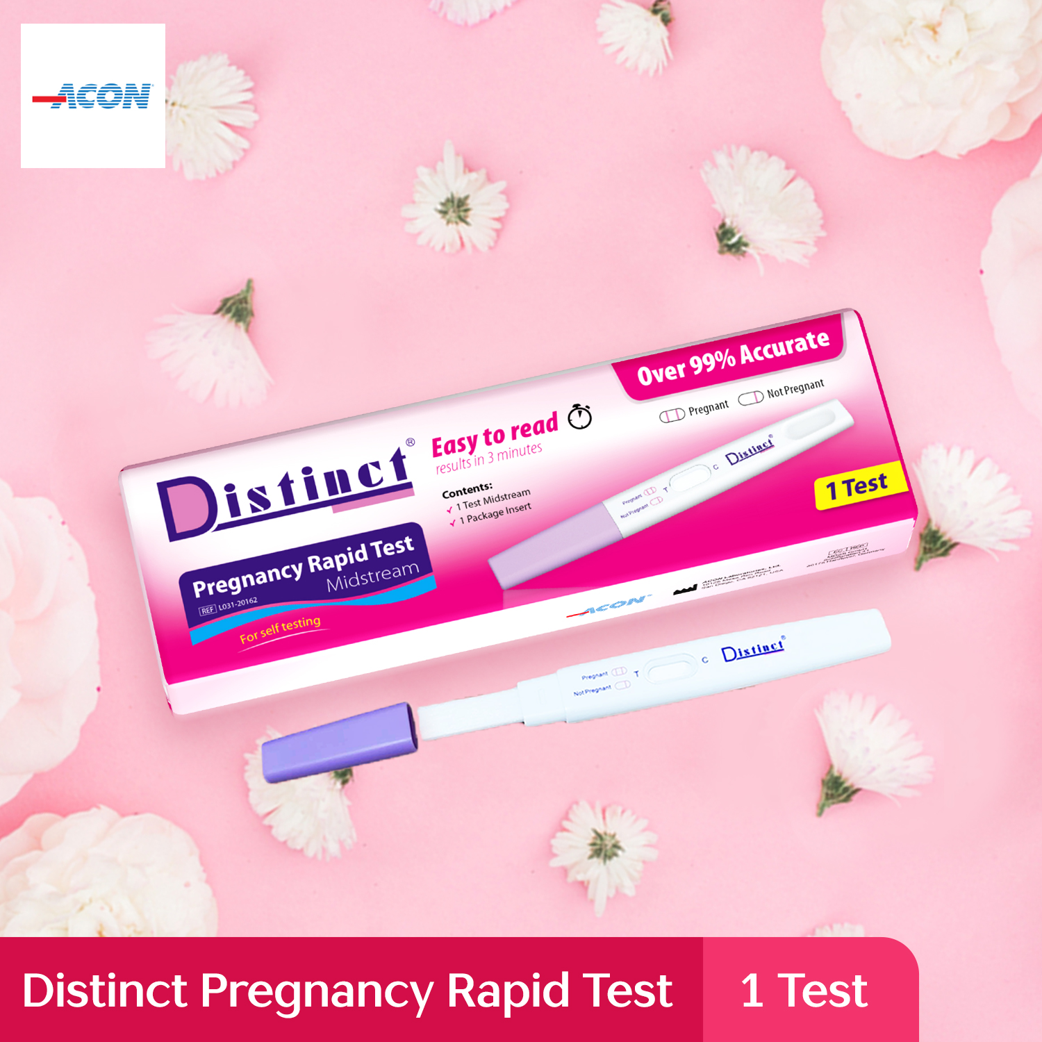 Distinct Pregnancy Rapid Test Midstream, Discreet Packaging, Over 99