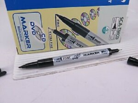 10X EXTRA FINE+EXTRA FINE TIP Permanent Marker Pens BLACK CD / DVD