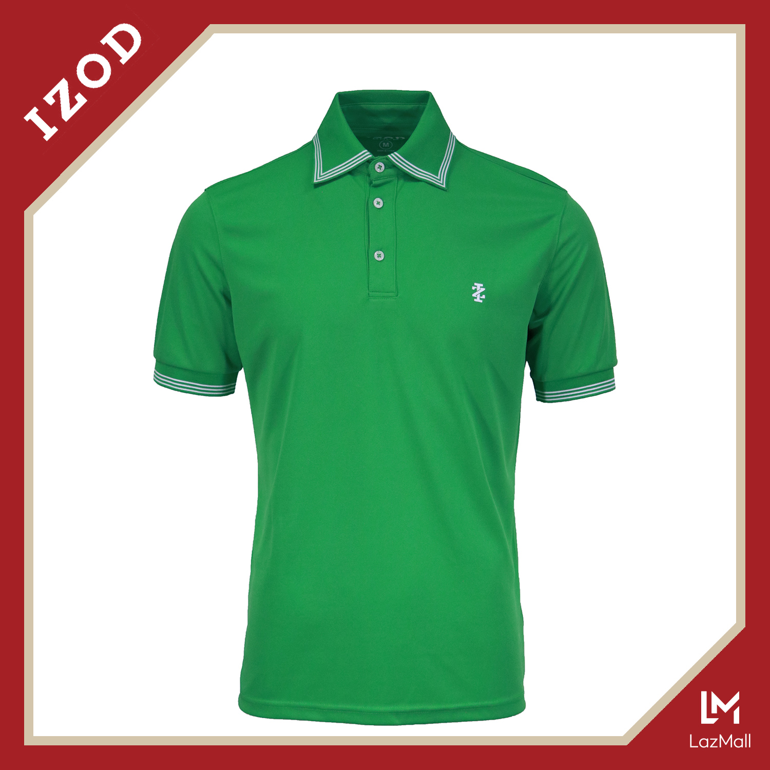 Izod Men's Basic Fit Plain Golf Shirt w/ Knitted Collar (Green) Lazada PH