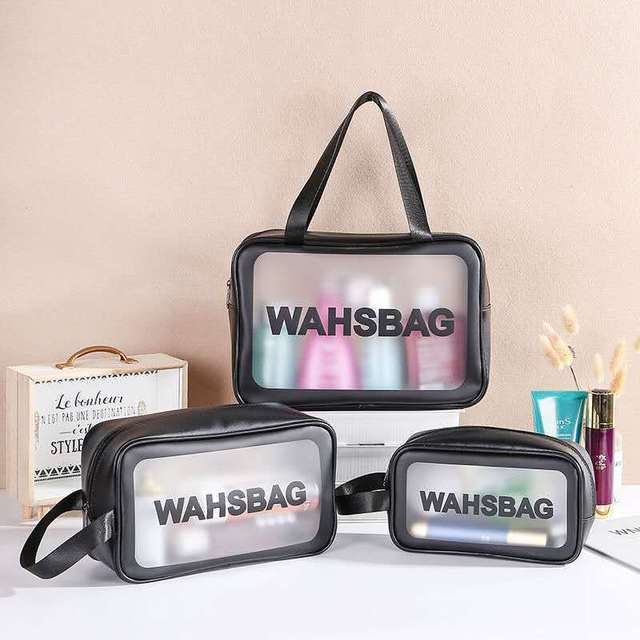 Large capacity portable travel wash skin care storage bag lazy portable waterproof Pu cosmetic bag transparent