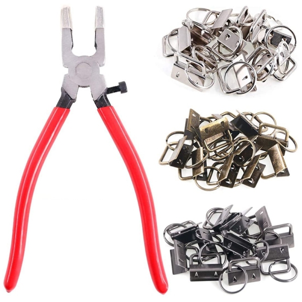 36 Sets 25mm 3 Colors Key Fob Hardware with 1Pcs Key Fob Pliers, Glass Running Pliers Tools with Jaws