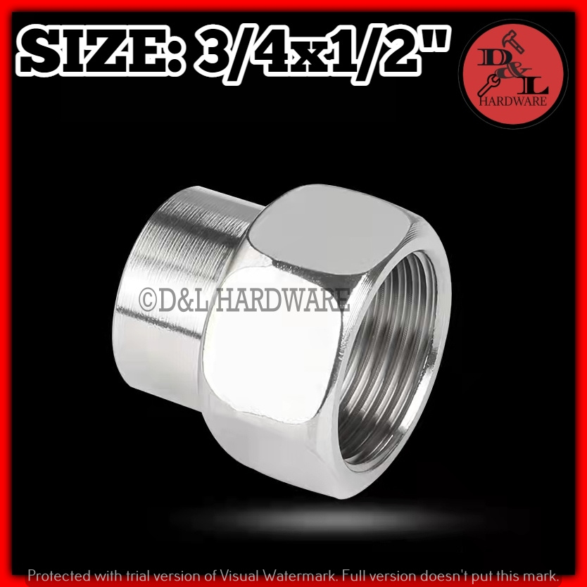 D-3045 1pcs Stainless Steel Reducer Pipe Fitting Adapter Female Thread 