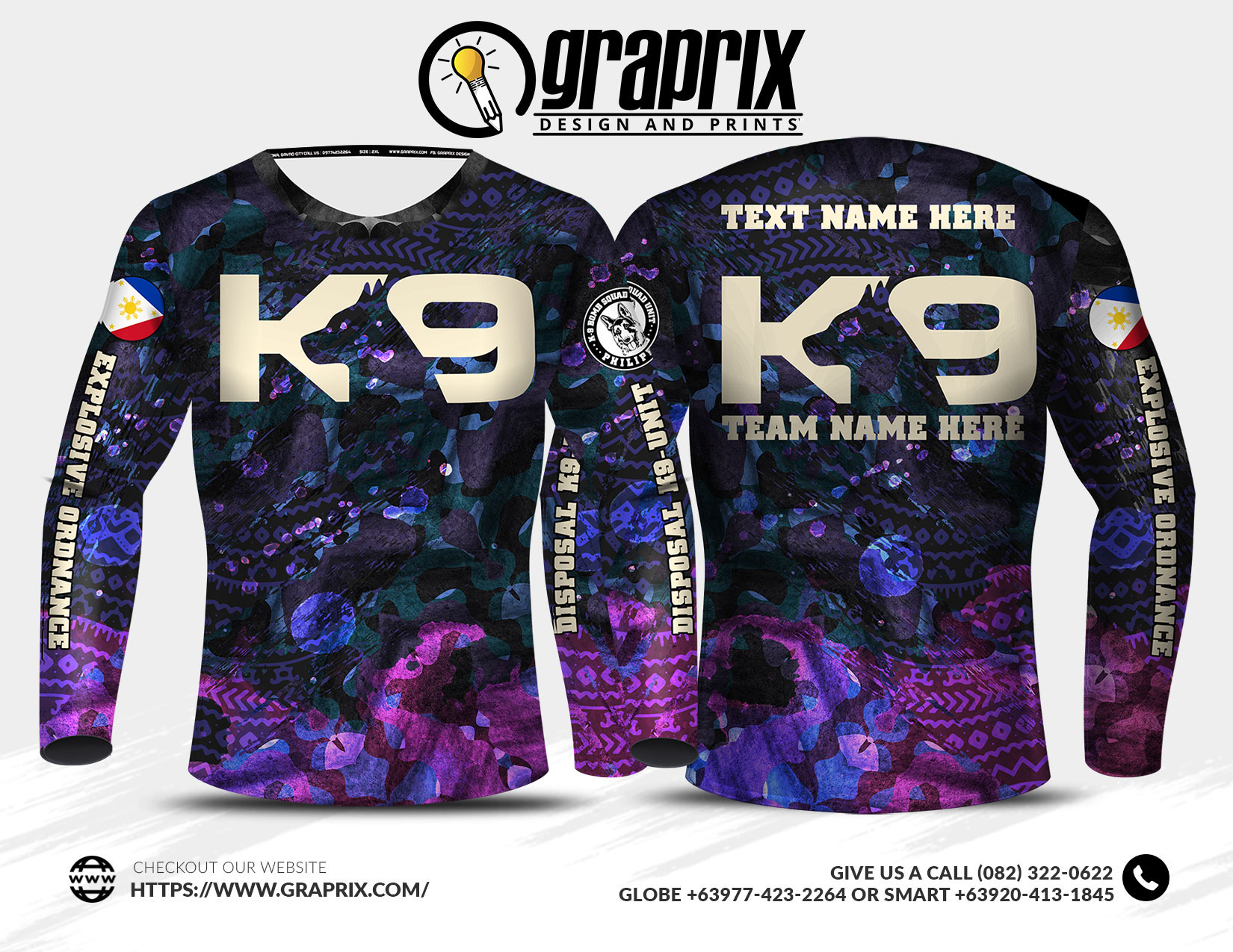 Tactical k9 CUSTOMIZE Full Sublimation Long Sleeves Lazada.co.th