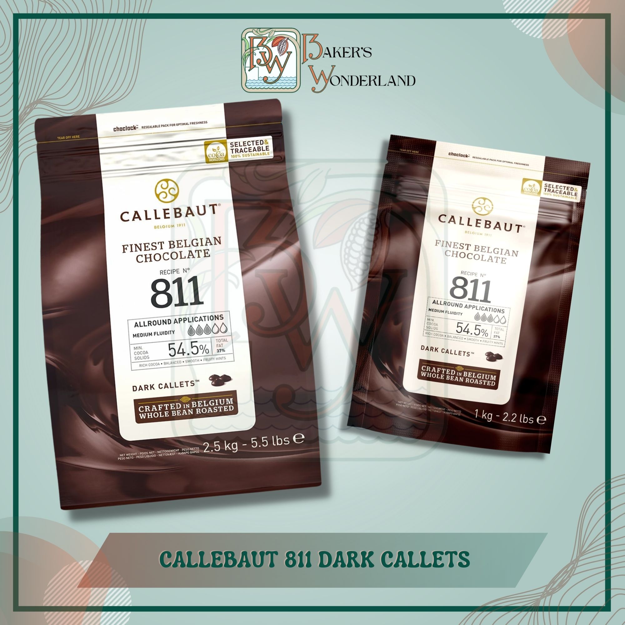 Callebaut Dark Chocolate Callets - 811 - 2.5kg (5.5lbs)