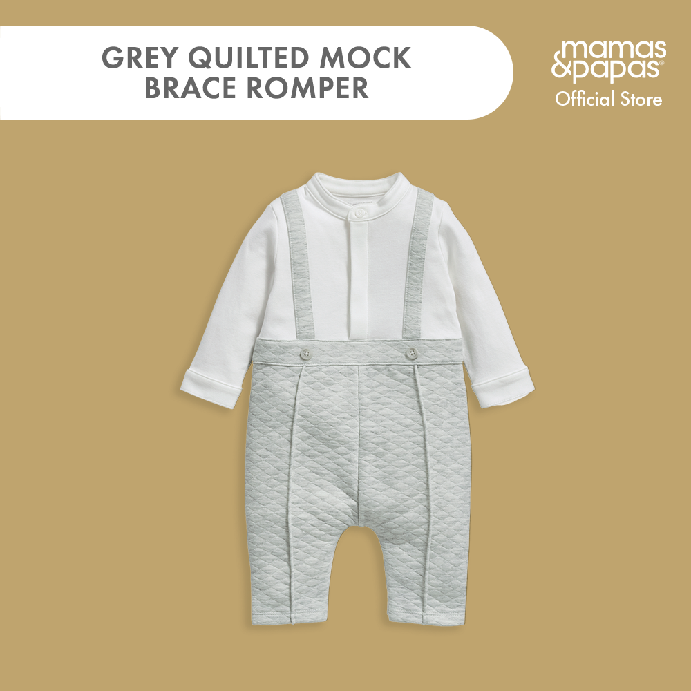 Mamas and Papas Grey Quilted Mock Brace Romper Lazada PH
