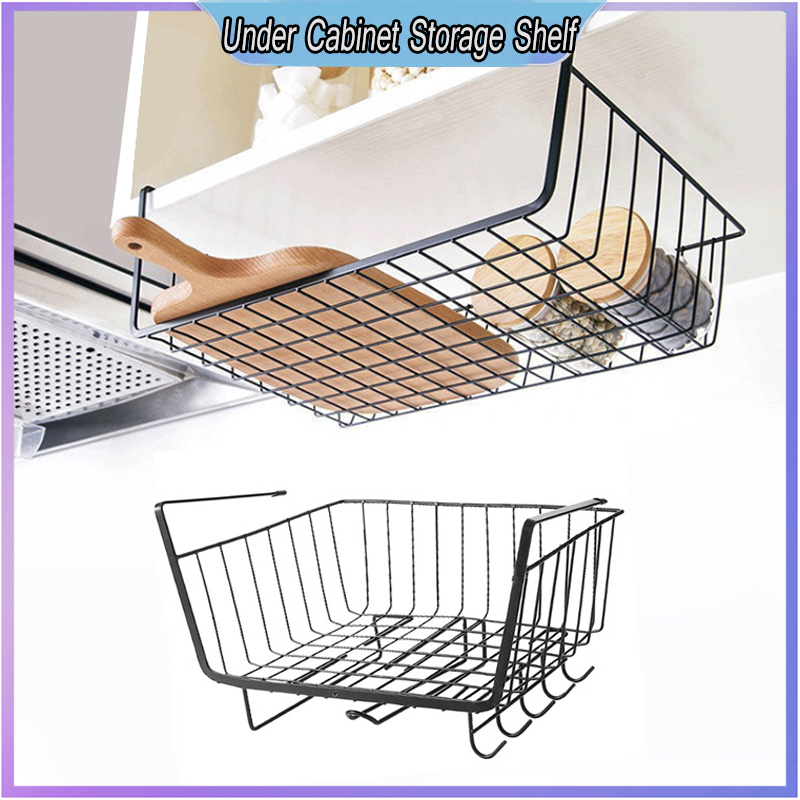 Stackable Hanging Under Shelf Basket Slides Under Storage Shelf Wire Baskets Space