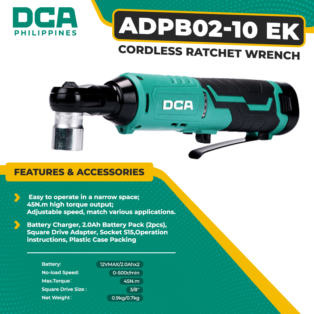 DCA ADPB02-10 EK CORDLESS RATCHET WRENCH 12V WITH BATTERIES