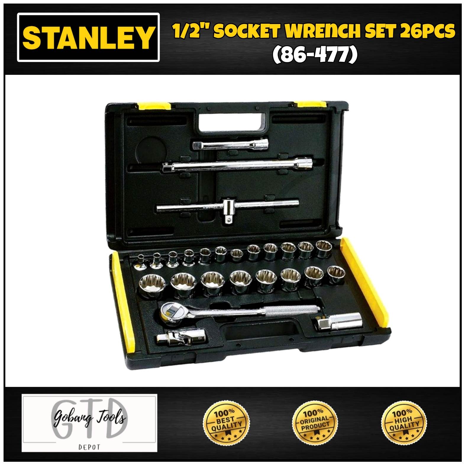 Stanley Socket Wrench Set 1/2 drive 12points 10mm32mm (186477