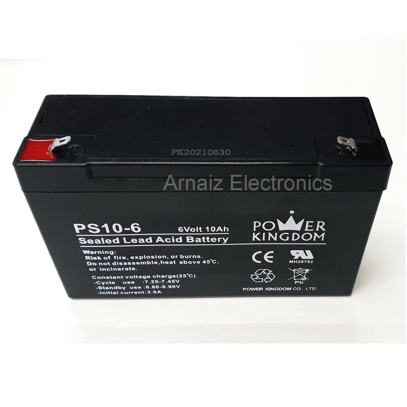 Power Kingdom 6V 10Ah SLA Rechargeable Battery PK106 Valve Regulated Sealed Lead Acid Battery