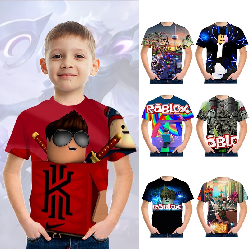 Thombase Boys T-Shirts 3D Roblox Cartoon T-Shirt Family Games Tops