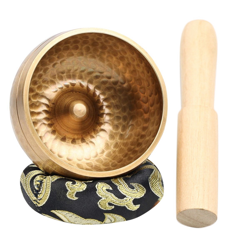 Tibetan Singing Bowl Set with New Dual End Stroker & Cushion Handcrafted for Meditation Yoga Spiritual Healing