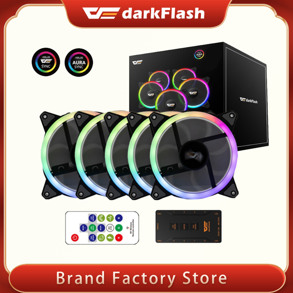 DarkFlash Aurora DR12 Pro 120mm RGB LED pc computer Case Fan Radiator