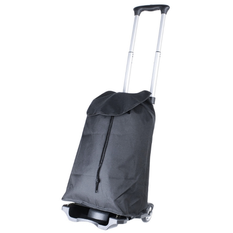 Aluminum Alloy Trolley Trailer Folding Hand-Carried Shopping and Grocery Shopping Luggage Cart with Black Cloth Bag