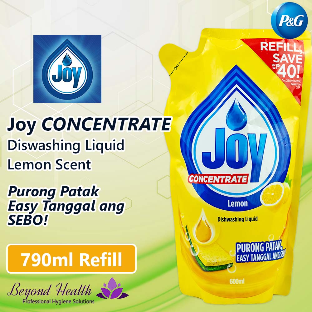 Joy Dishwashing Liquid Concentrate 600ML Value Refill Pouch Lemon Scent
