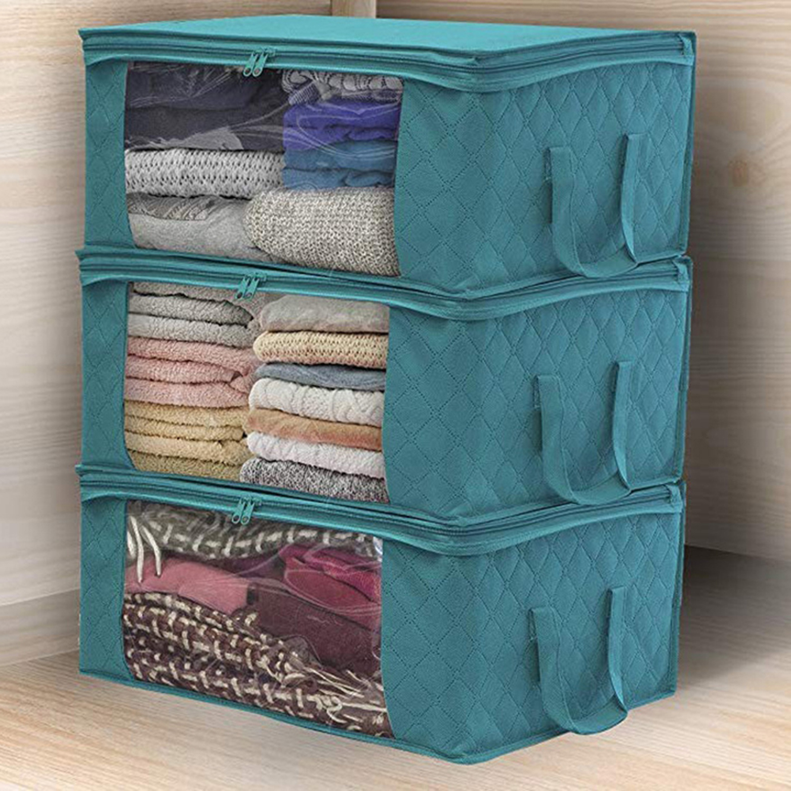 Storage Pouch Foldable Large Capacity Non-Woven Fabric Home Storage Pouch for HomeNon-Woven Folding Storage Box Comforter Storage Bag Wardrobe Clothing Storage Box Dustproof