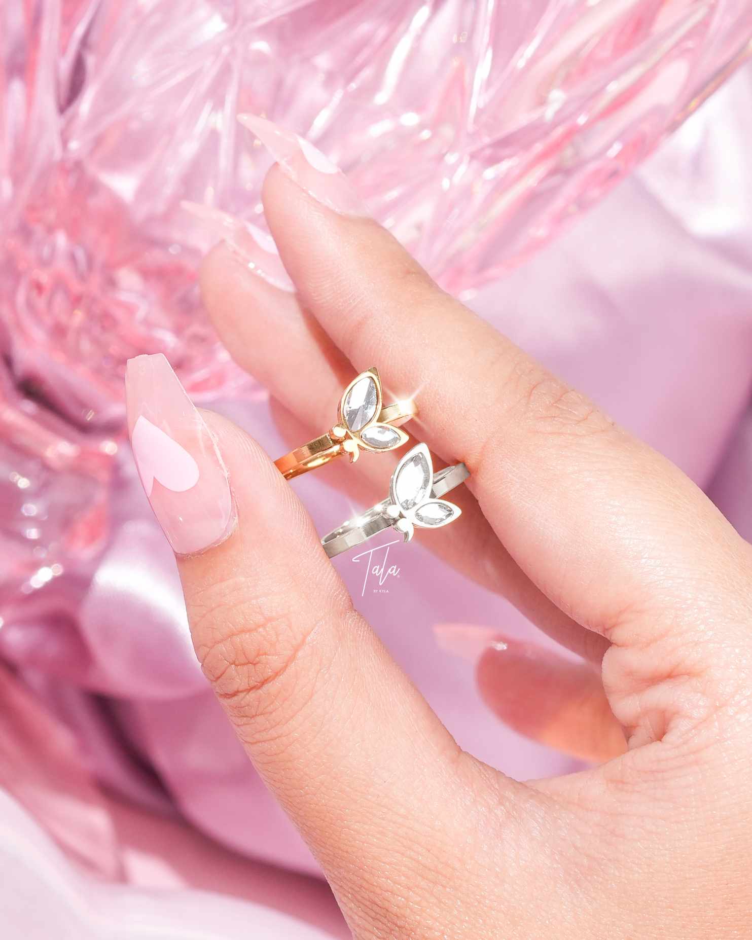 Tala By Kyla Semicolon Butterfly Ring with Gift Box Stainless