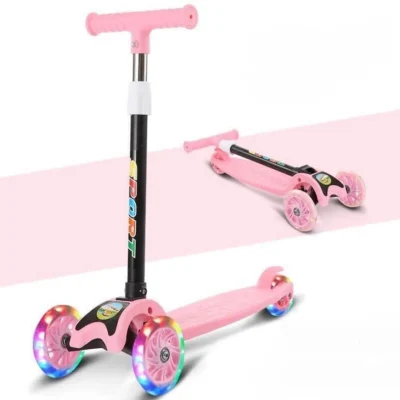 3 Wheels Kids Kick Scooter with Light up Wheels Adjustable Height Removable Scooters for Girls Boys