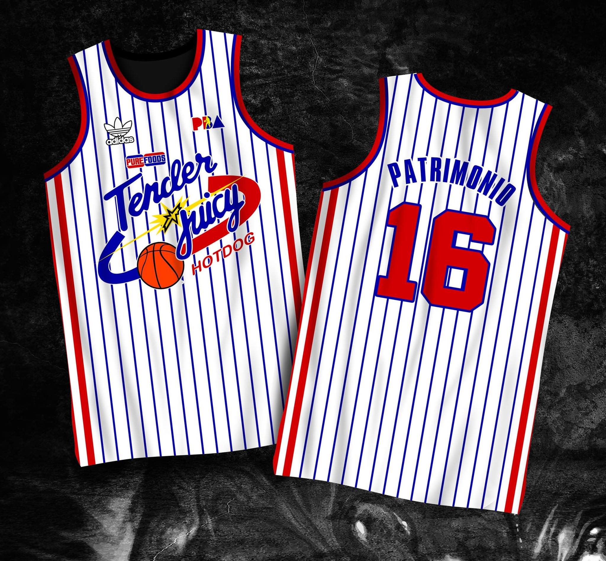 PBA RETRO JERSEY | TENDER JUICY HOTDOG ALVIN PATRIMONIO #16 WHITE ...