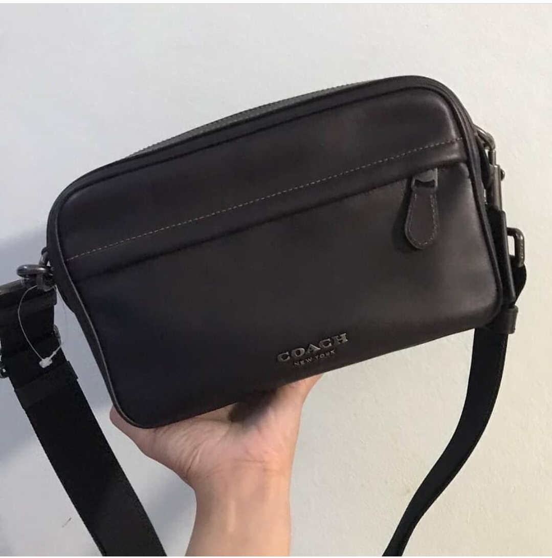 Original Coach F39946 Graham Men's Crossbody Bag in Black Natural Smooth Leather Lazada PH