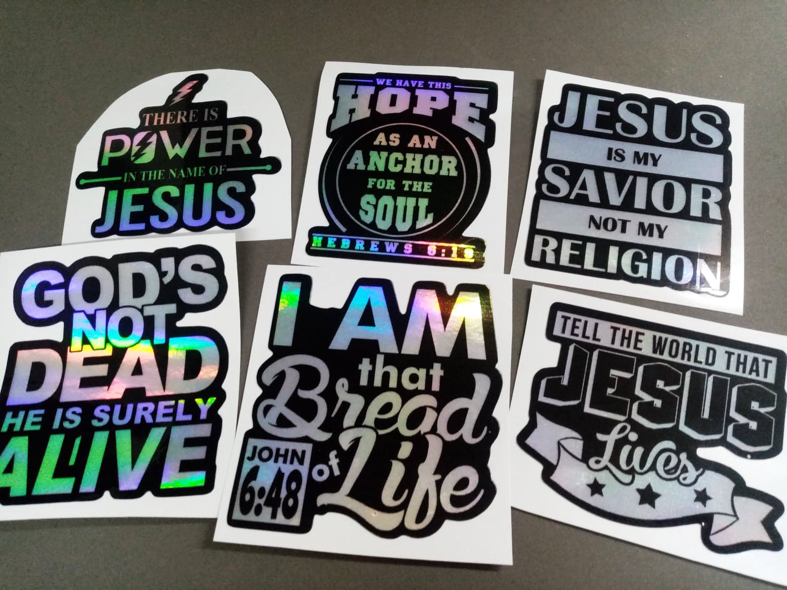 6pcs Bible Verse HOLOGRAM Waterproof Stickers (Choose from different 6 ...
