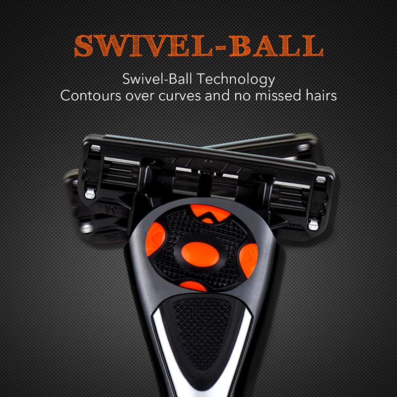 Qshave Black Spider Manual Man Shave Razor With Trimmer (1 Handle, 1Pc X6 Blade & 1Pc X5 Blade)