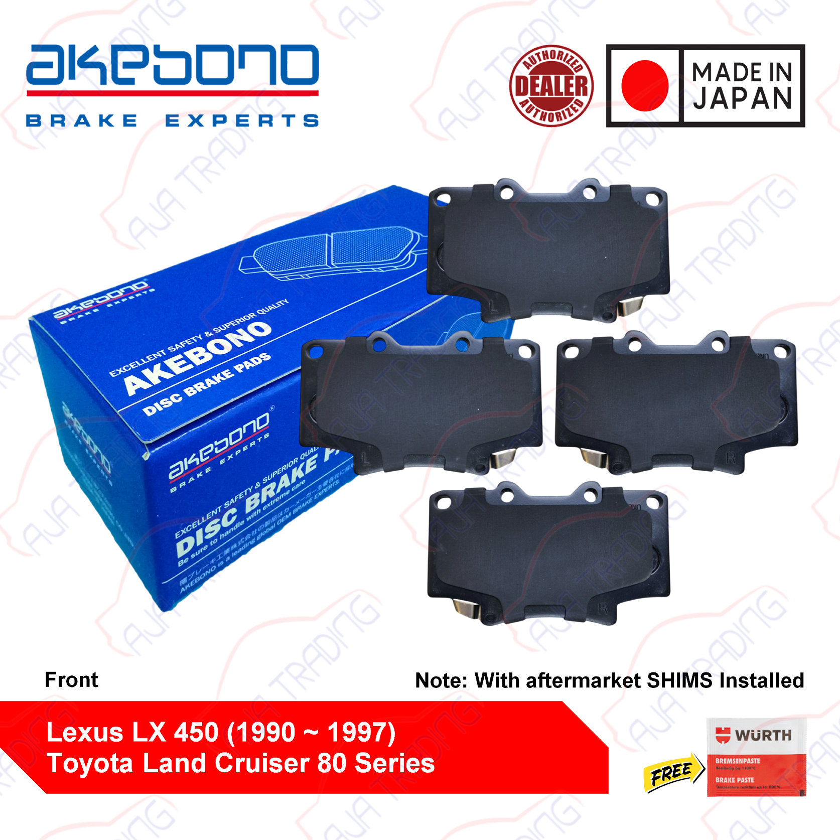thumbnail image 2 of Akebono ProACT Front Disc Brake Pads ACT1303 For Toyota Land Cruiser Tundra Lexus LX570 2 of 4