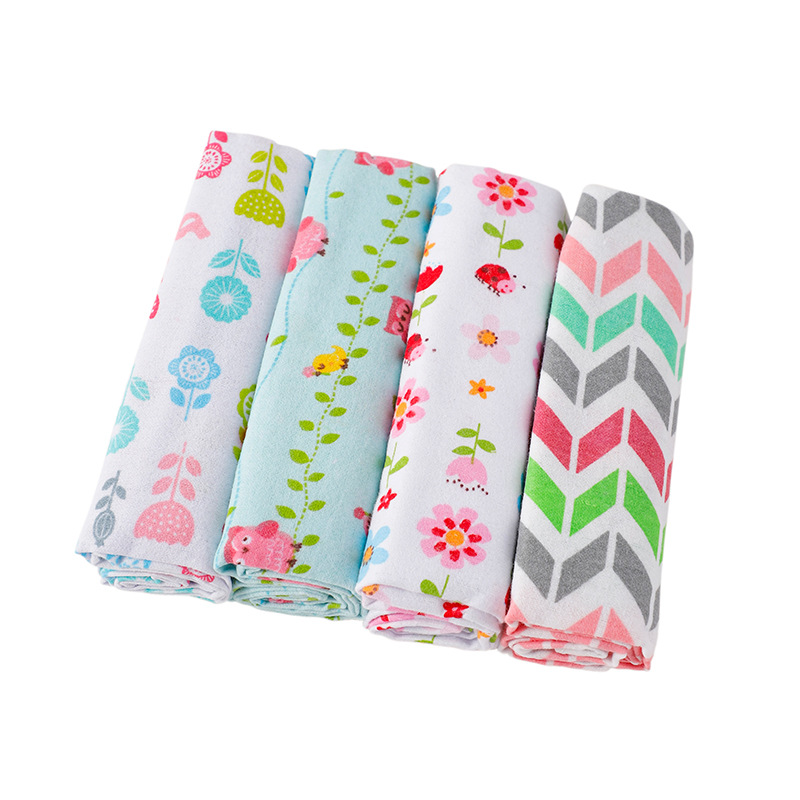 4Pcs/set Flannel Receiving Blankets Cotton Newborn Throws Baby
