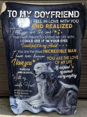 To My Boyfriend I Fell In Love With You My Bestfriend Soulmate Gift Soft Premium Blanket 60inchx40inch/ Polyester Fabric Quilt