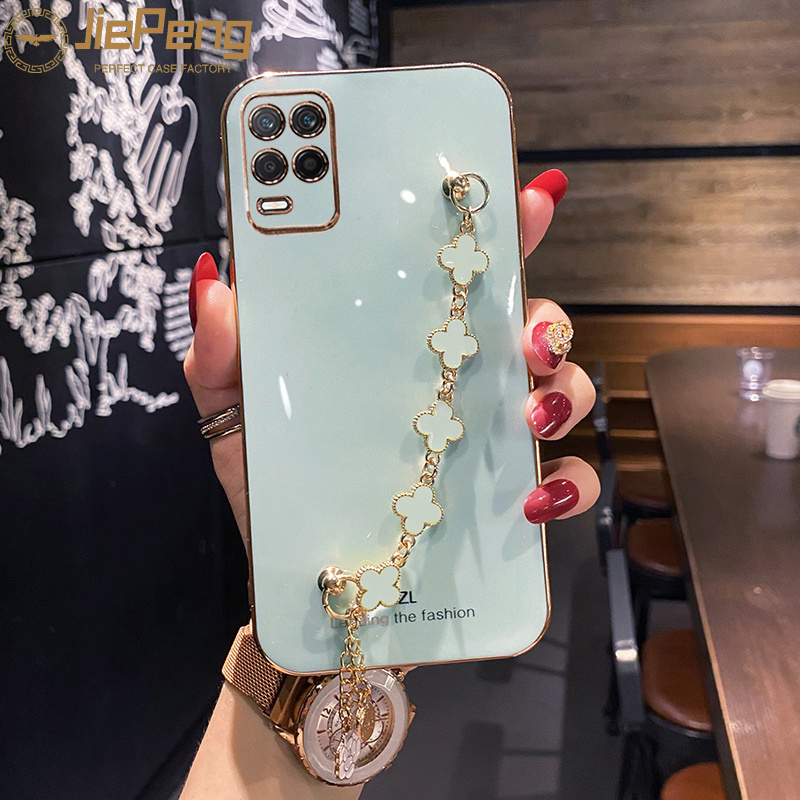 For realme gt,gt master,gt explorer master,gt2 explorer master,gt2 pro,gt neo2,gt neo3,gt neo5,gt neo5 se four-leaf clover bracelet girl phone case