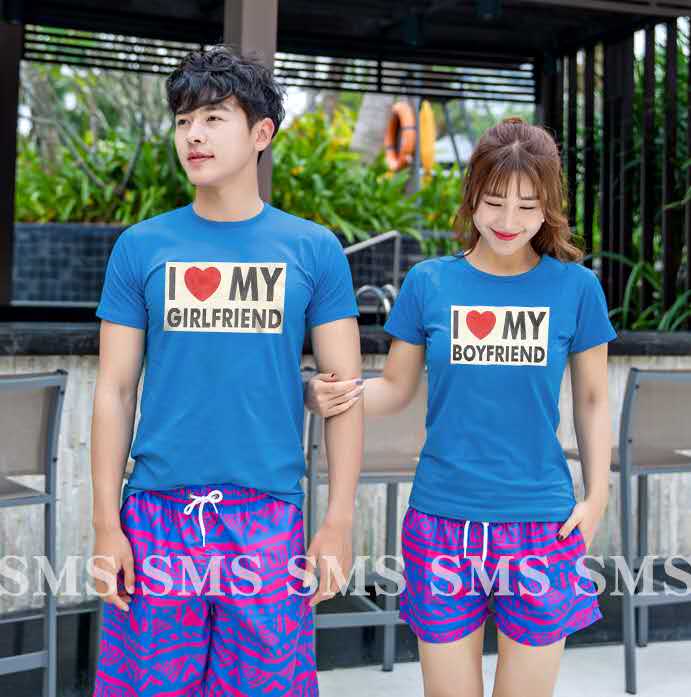 Y&T New trendy korean couple shirt ILOVE MY BOYFRIEND AND ILOVE MY