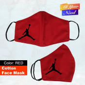 Jumpman Jordan inspired vinyl print cotton face mask washable for adults with garter elastic ear loop reversible