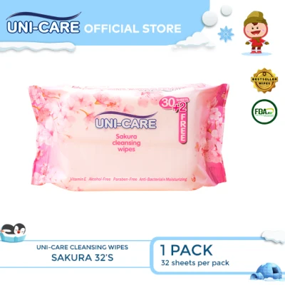 Uni-Care Sakura Cleansing Wipes 32's Pack of 1
