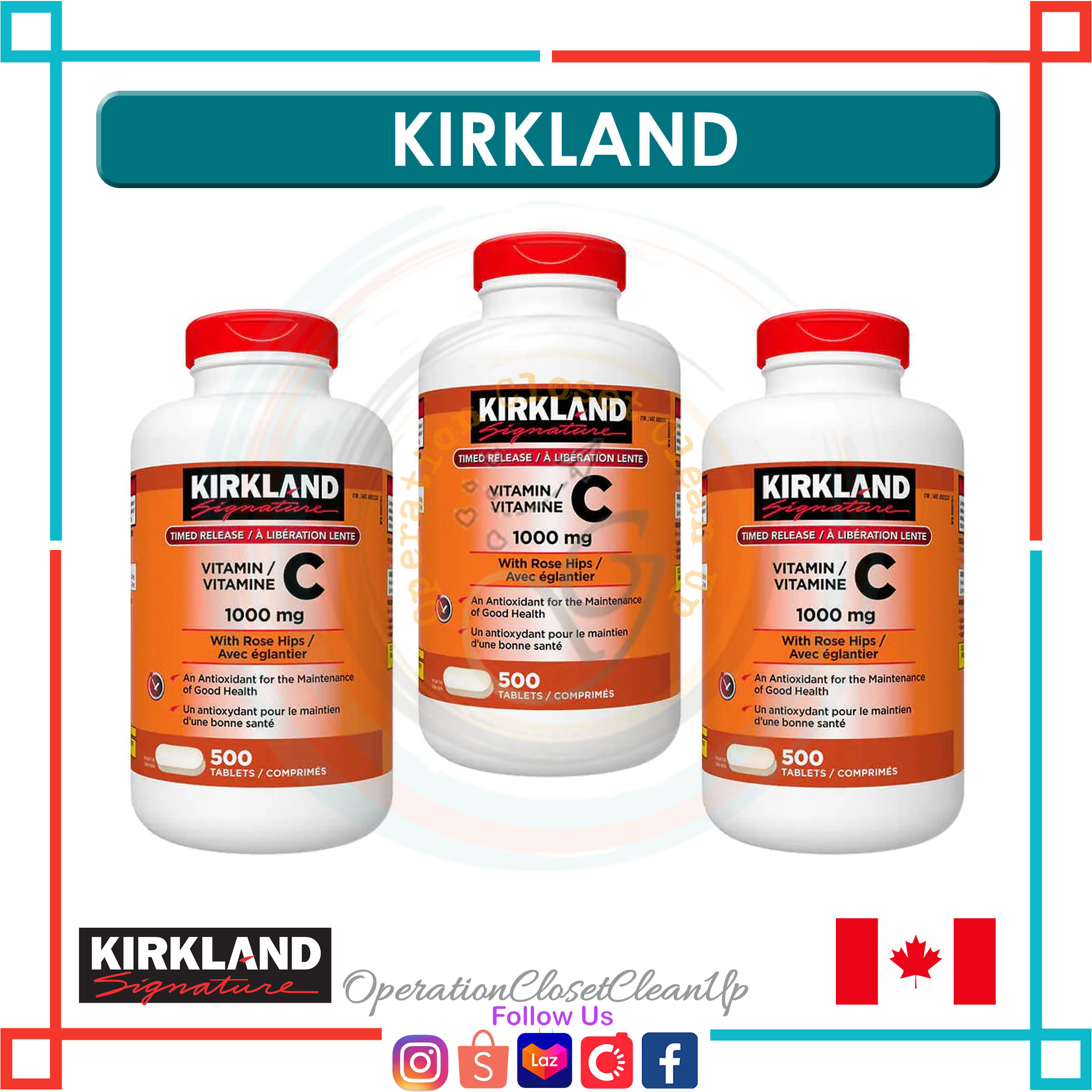 Kirkland Signature Timed Release Vitamin C 1000 mg - 500 Tablets