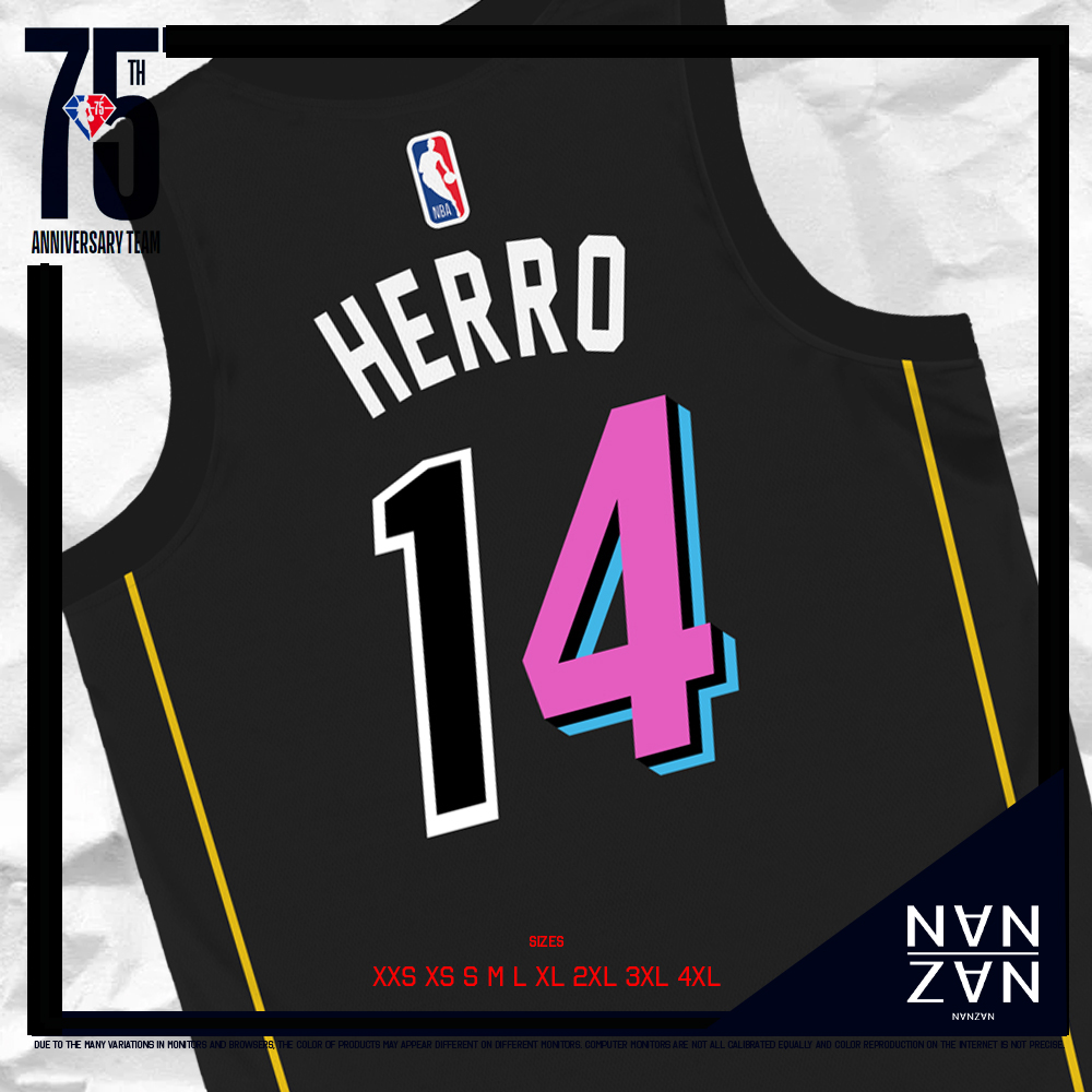 75th Anniversary Miami Heat HERRO#14 Black NBA Jersey - Kitsociety
