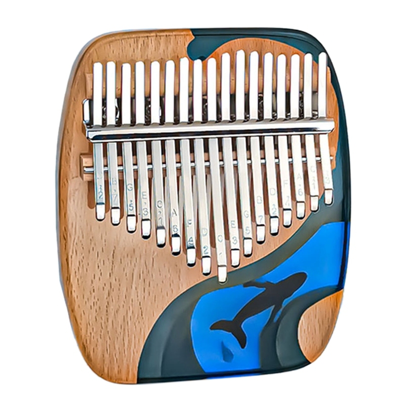 17-Tone Thumb Piano Square Wood+Acrylic Kalimba Whale Finger Piano Musical Instrument