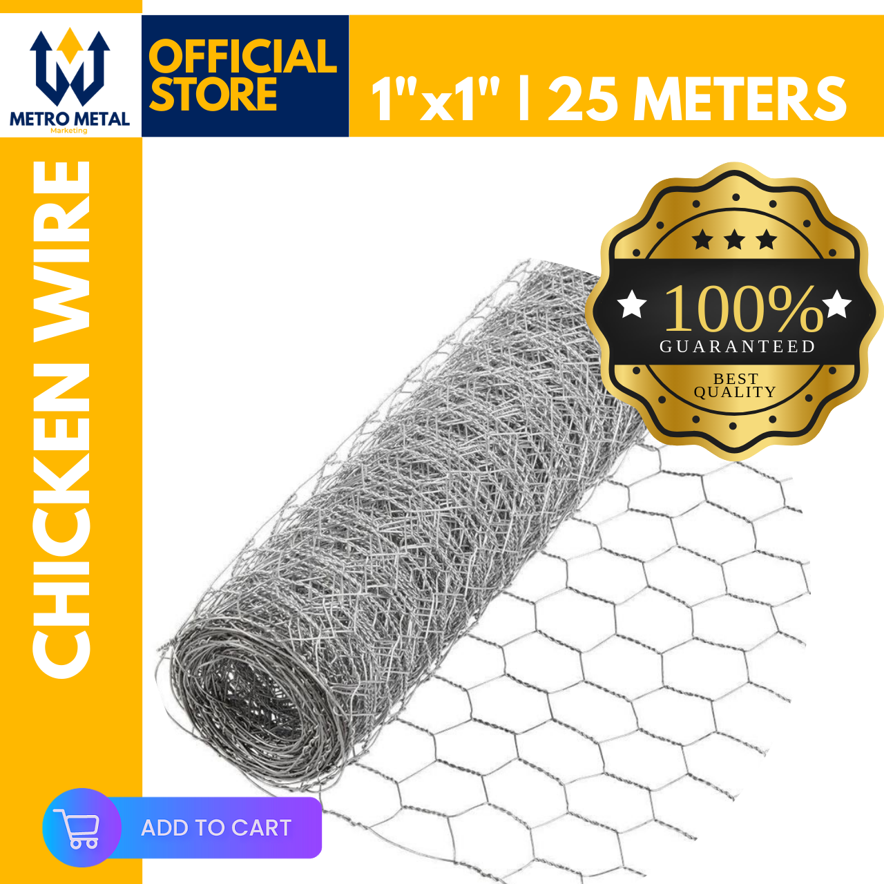 Chicken Mesh Poultry Wire 25 meters x 4 ft Metro Metal Marketing